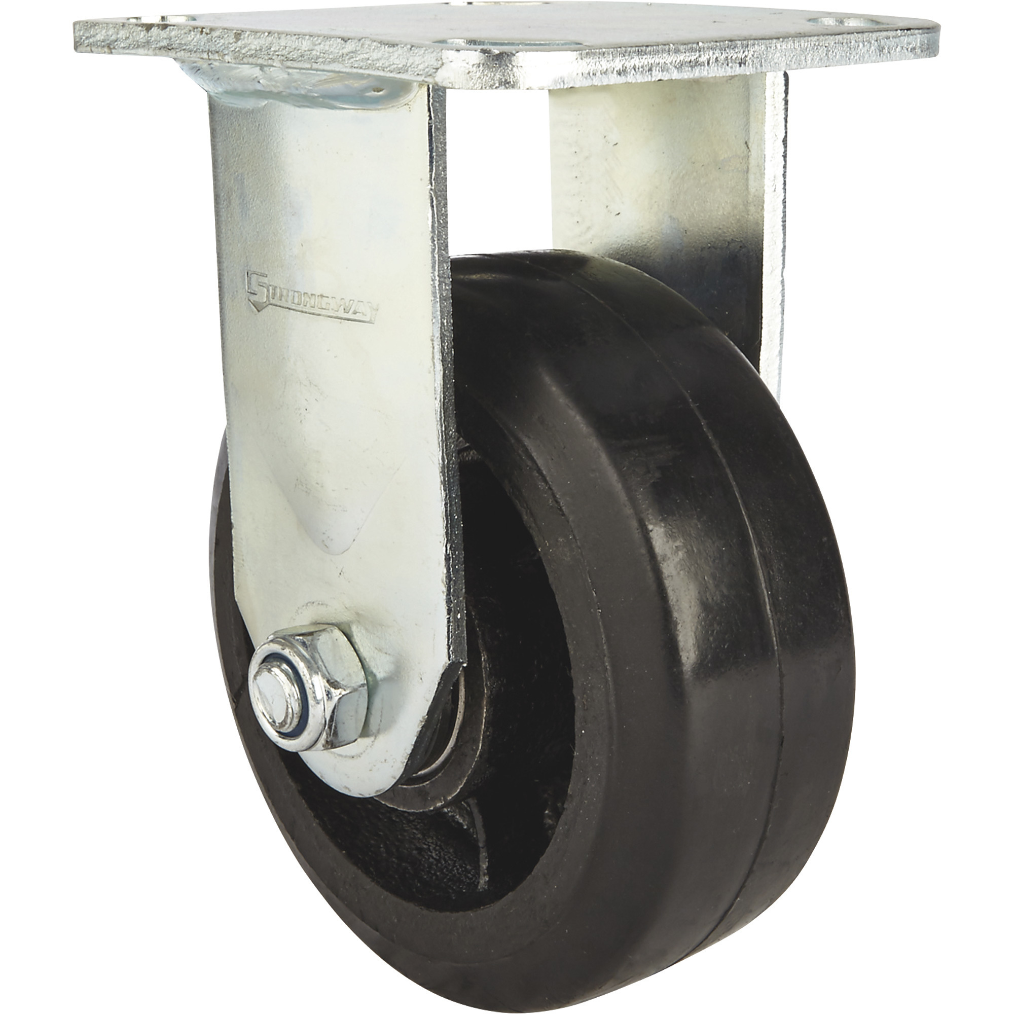 Strongway 5in. Heavy-Duty Rubber Rigid Caster, 600-Lb. Capacity